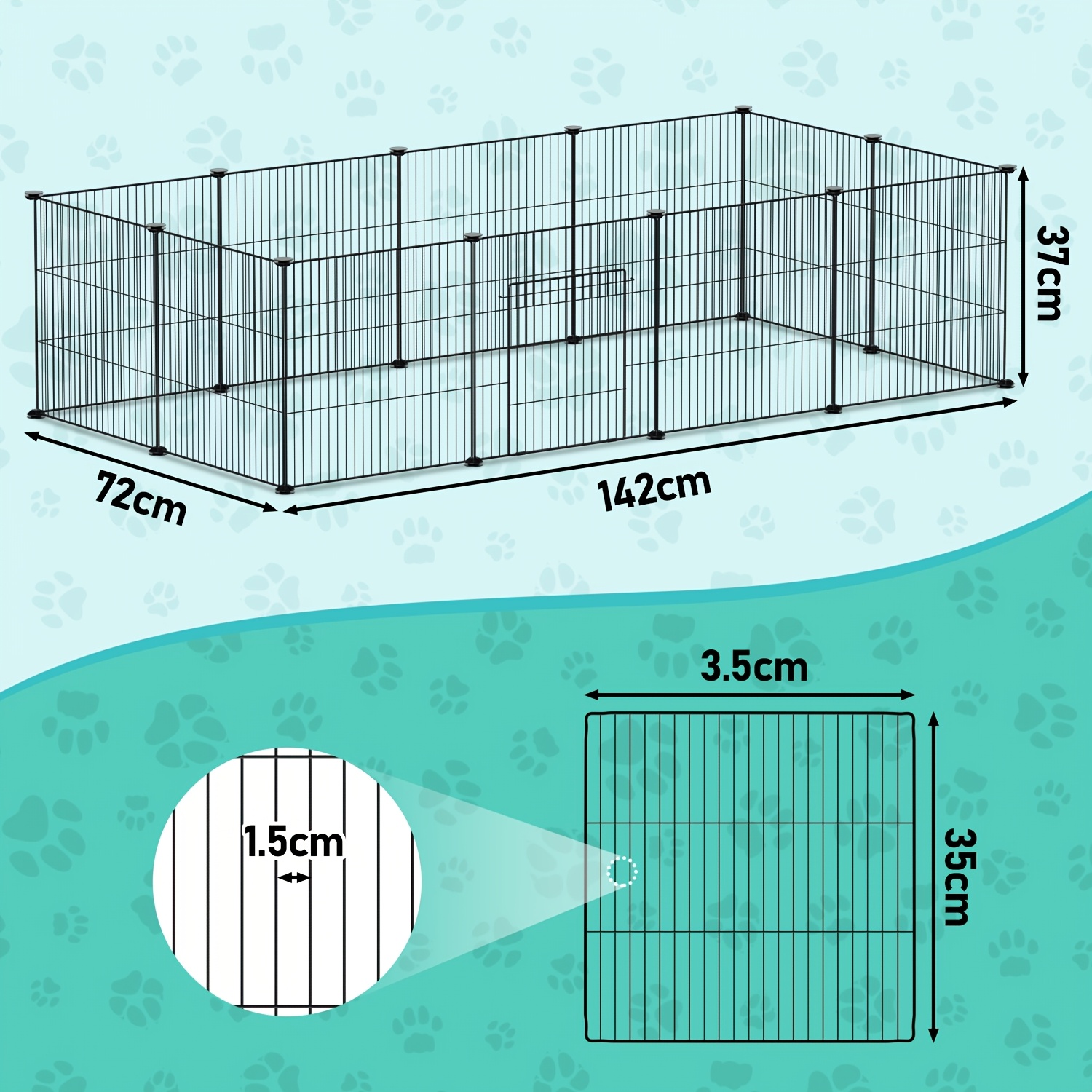 TEMU 12-Panel Metall Haustierzaun mit Tor; freundlich und flexibel erweiterbar; geeignet für kleine Haustiere im Innen- und Außenbereich