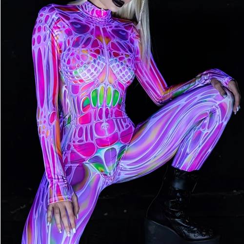full body printed jumpsuit halloween carnival costume performance costume halloween costumes festival performance outfits christmas costumes