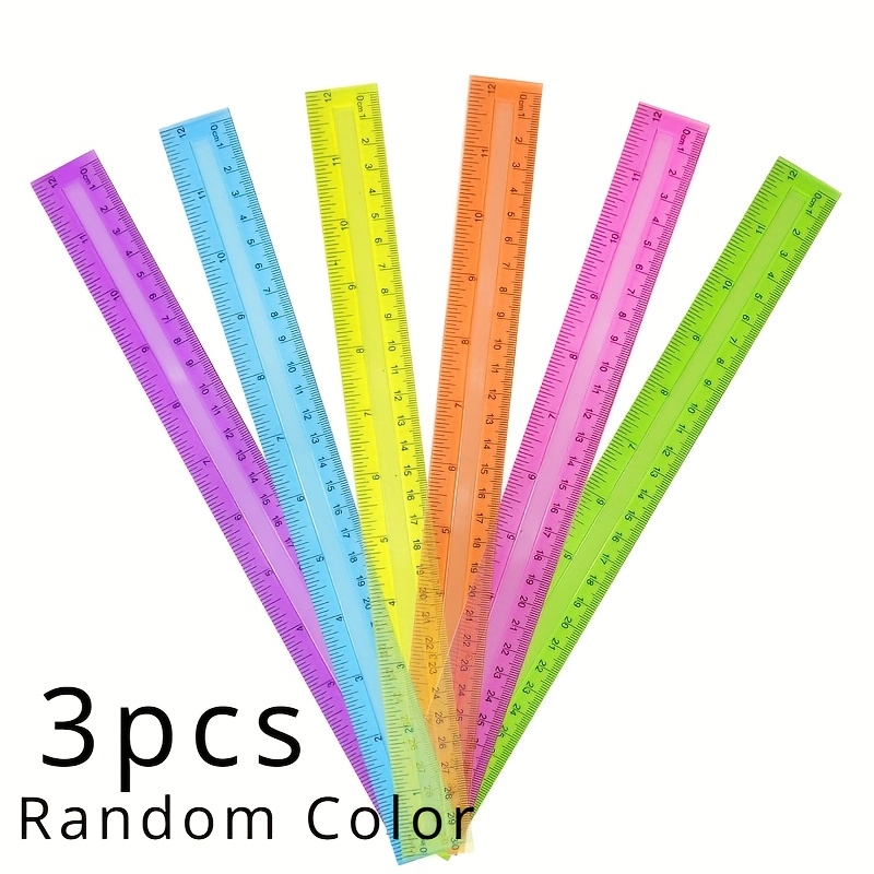 TEMU 3/6pcs Rulers 12 Inch, Assorted Colors, School Ruler, Ruler With Centimeters And Inches, Plastic Rulers, Standard Ruler