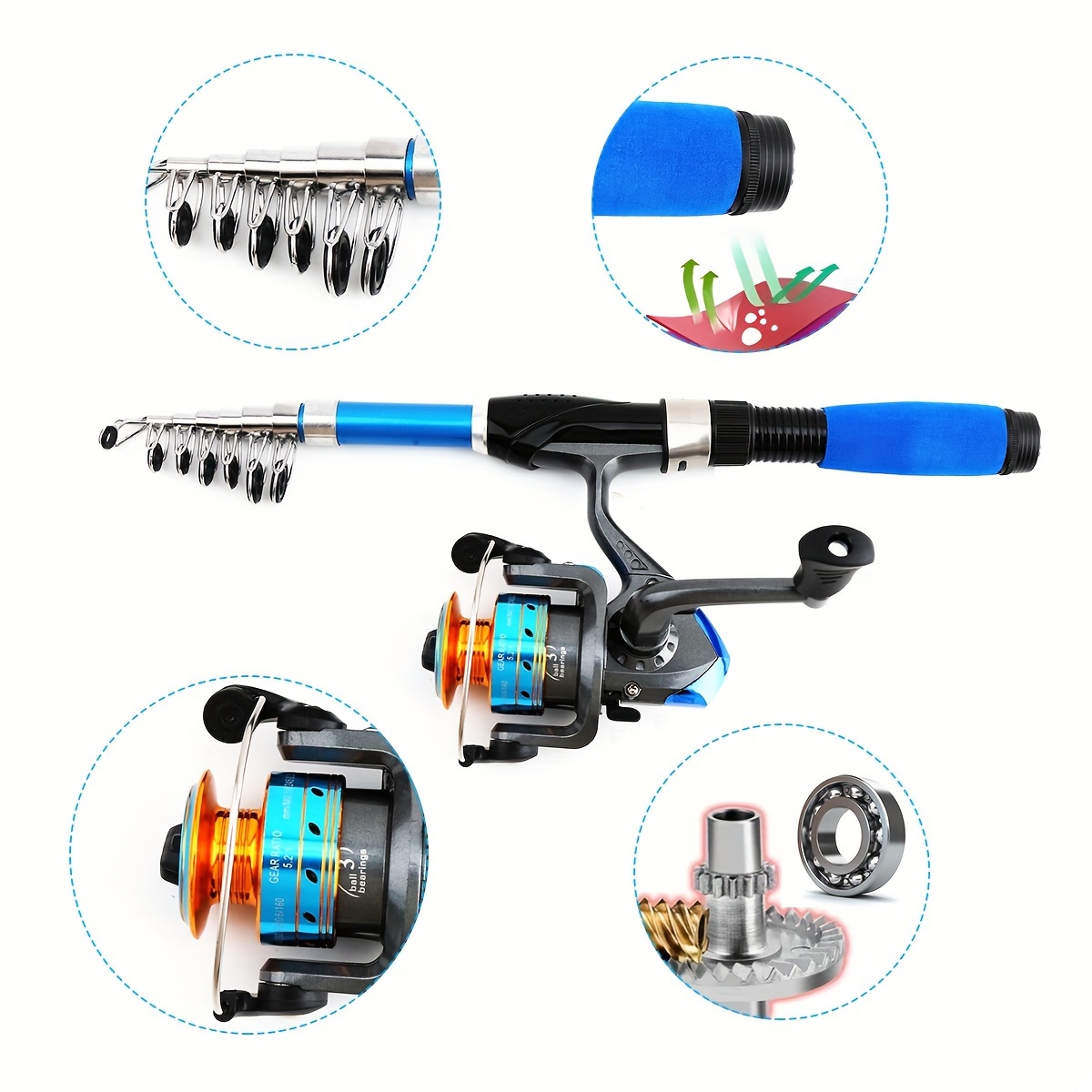 Fishing Rods Fishing Kit Set Telescopic Fishing Rod Reel Combo Spinning  Reel Fishing Set Carp Fishing Rod Reel Kit Fishing Summer Gear Telescopic