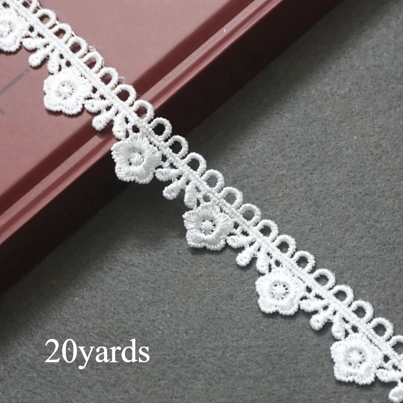 TEMU Lanière de dentelle en polyester de 5 yards et 2,2 cm, accessoire de tissu, dentelle blanche pour bricolage
