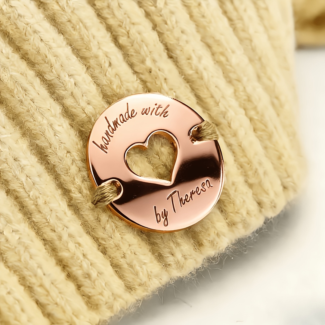 TEMU Custom Personalized Engraved Buttons, Personalized Mirror Acrylic Labels, For Knitting, Artisan Product Labels, Name Labels, Handmade Labels