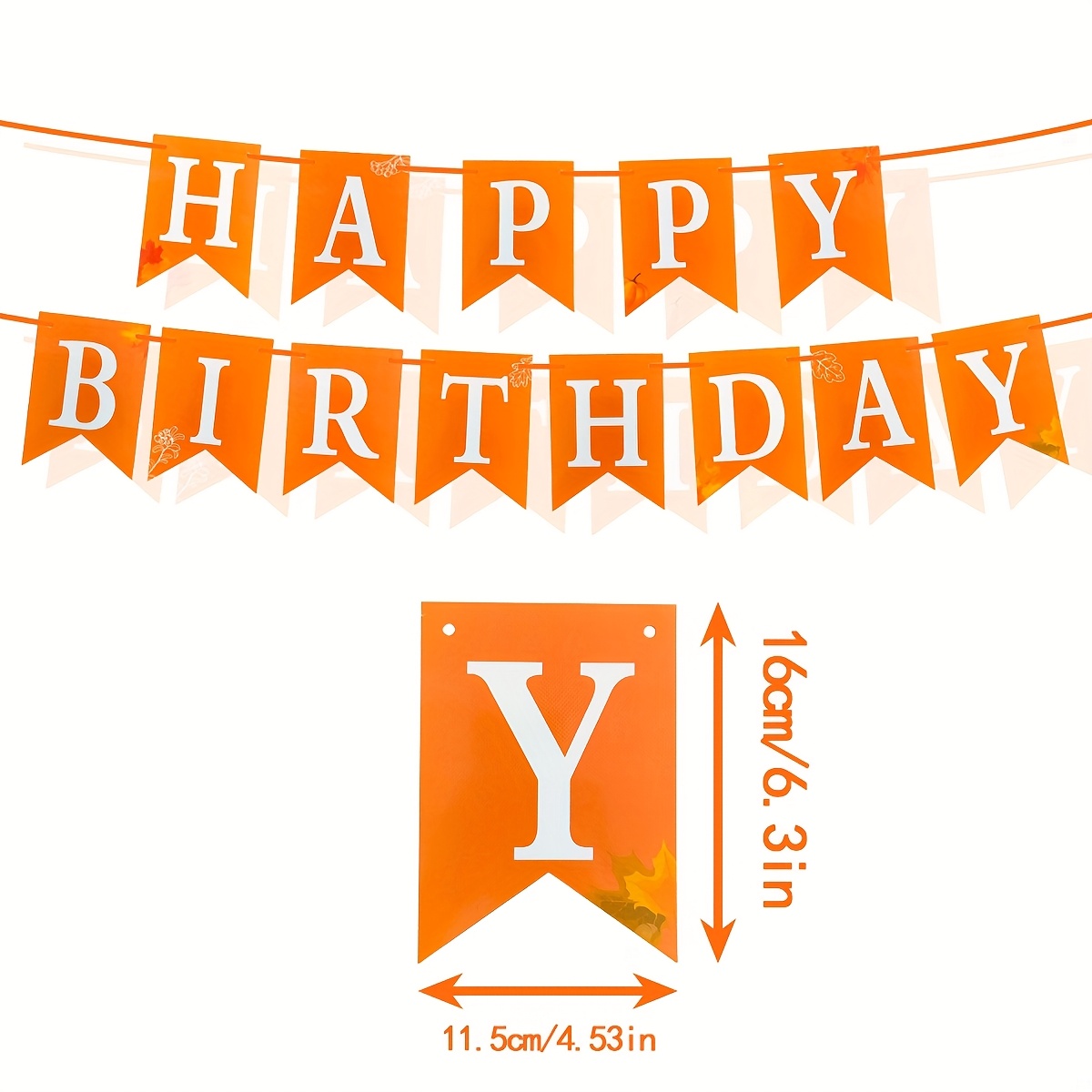 Orange Birthday Banners Featuring Elements Of Pumpkins And For The Season, Celebrating Thanksgiving And Halloween, Wishing A Happy Birthday