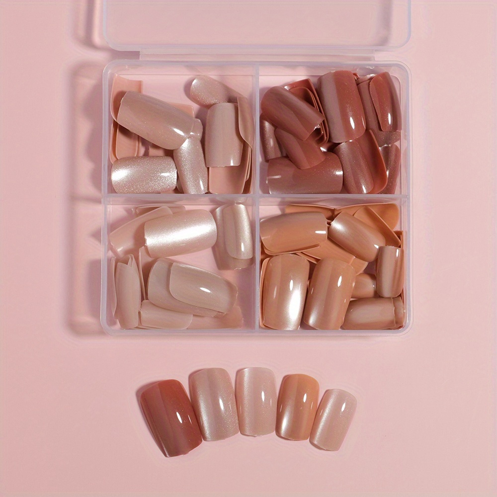 TEMU 96pcs Sparkling Square Cat Eye -on False Nails, Fashionable Cat False Nails Set, Suitable For Autumn And Winter Ladies And, Nail Salon Use False Nails Decoration Nail Art Supplies