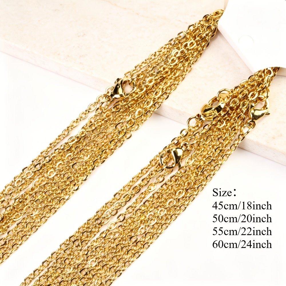 5-Pack Stainless Steel O-Shaped Chains, Unisex Vintage Style