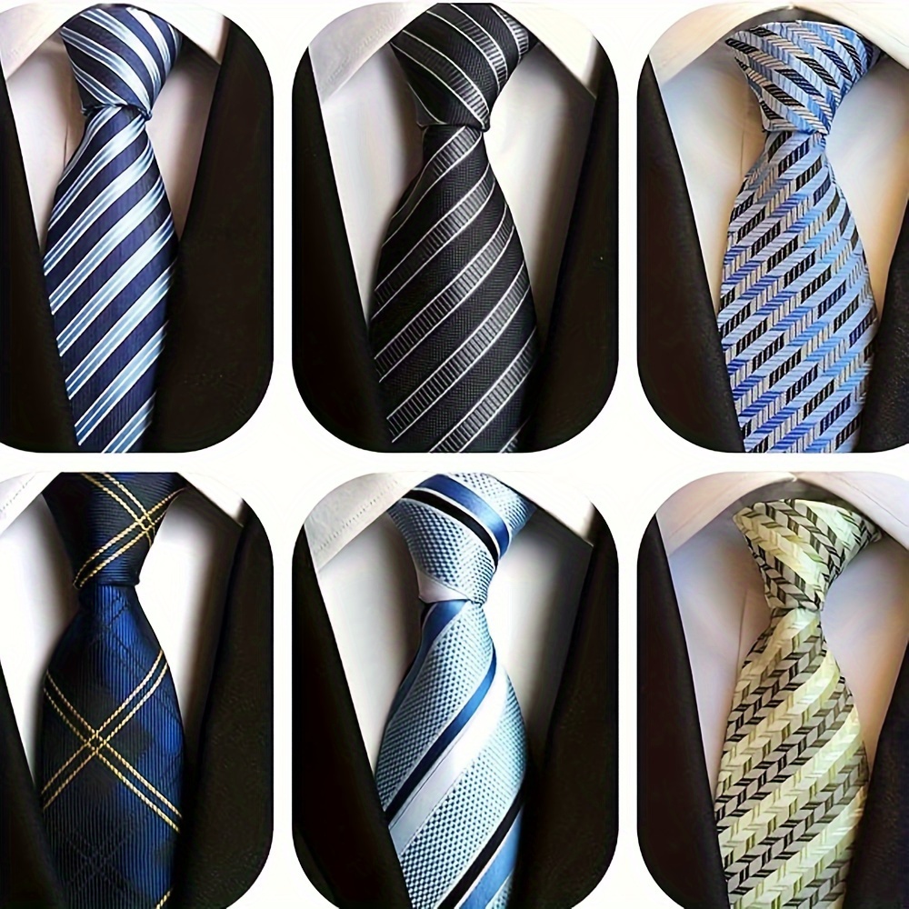 

6pcs Men's Polyester Neck Ties - Woven Fashion Accessory, Assorted Patterns, For Professional And Casual Wear, Care Instructions Included