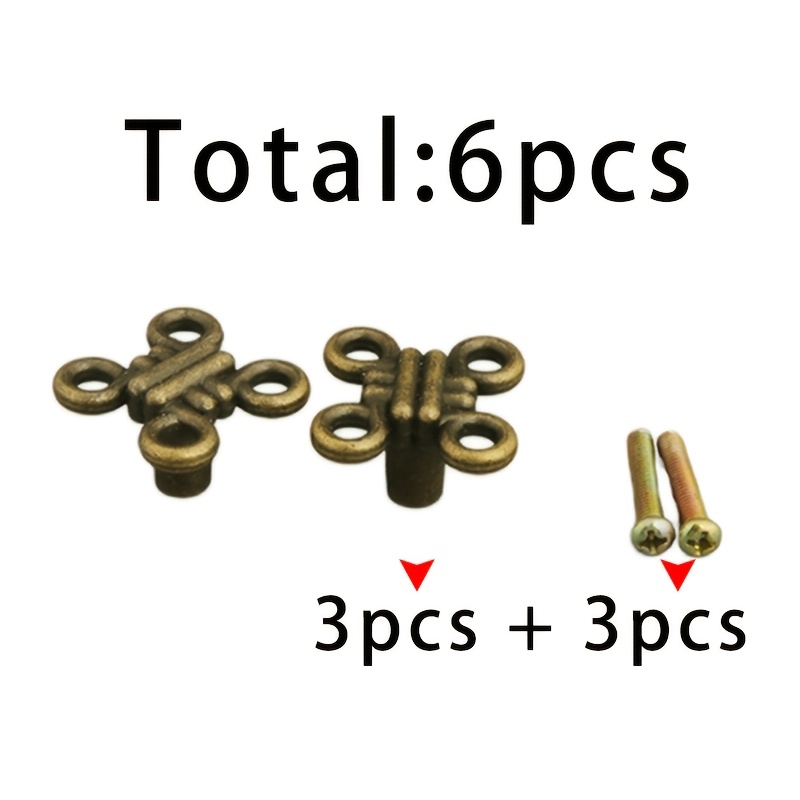 TEMU 3 Chinese Knot Handles + 3 4x22 Handle Screws, A Total Of 6pcs, Light Luxury Iron Single-hole Chinese Knot Handles, Wooden Box Gift Box Jewelry