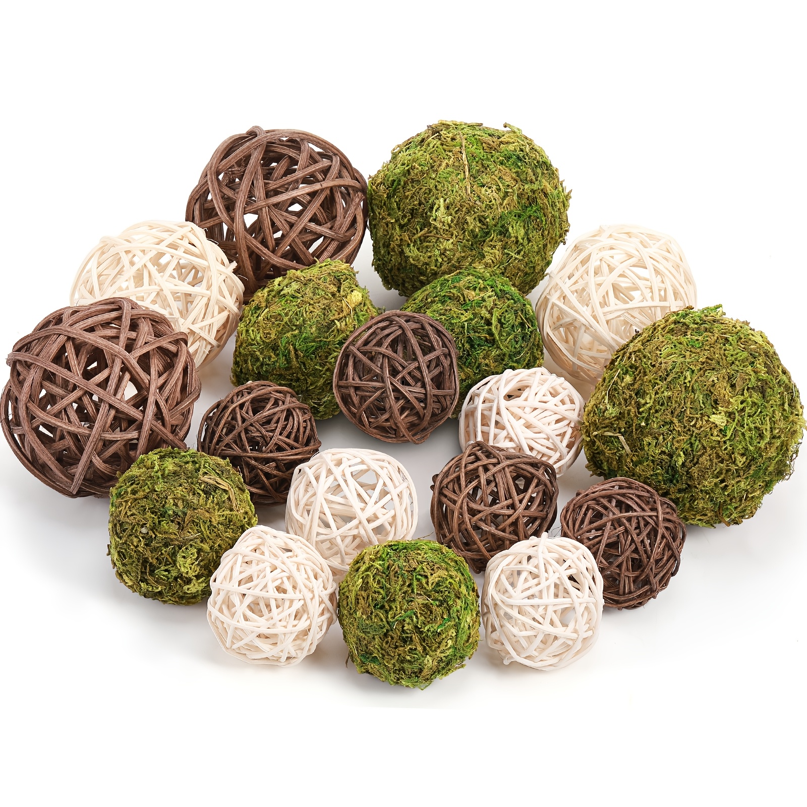 TEMU 18pcs Decorative Balls For Centerpiece Bowls Balls Wicker Rattan Cord Decorative Bowl Fillers For Garden Vase Home Party Table Spring Easter