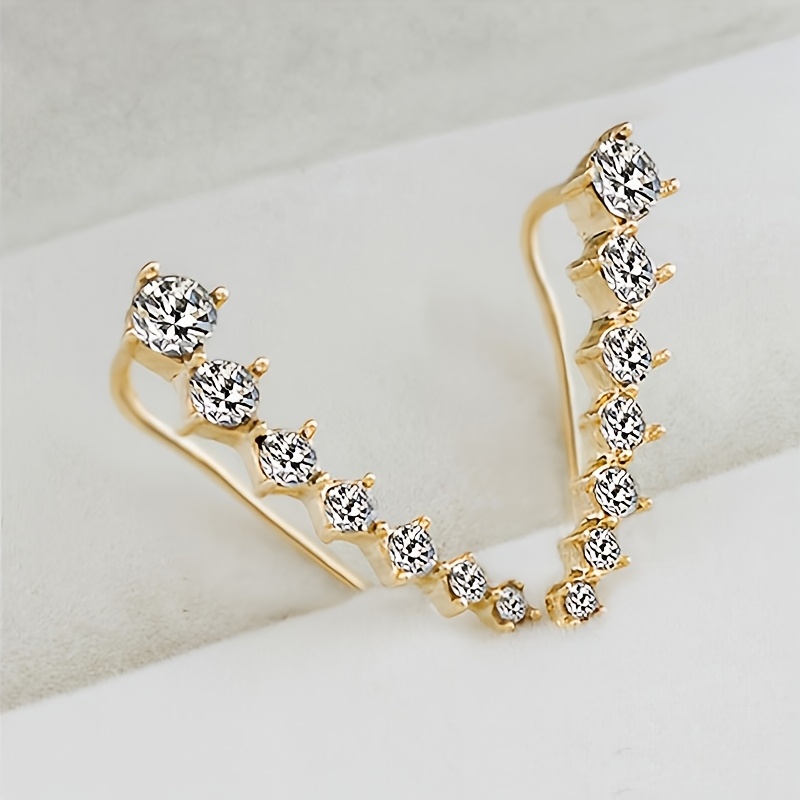 1 Pair Of Fashionable And Exquisite Single-row Rhinestone Big Rhinestone Ear Studs/clips