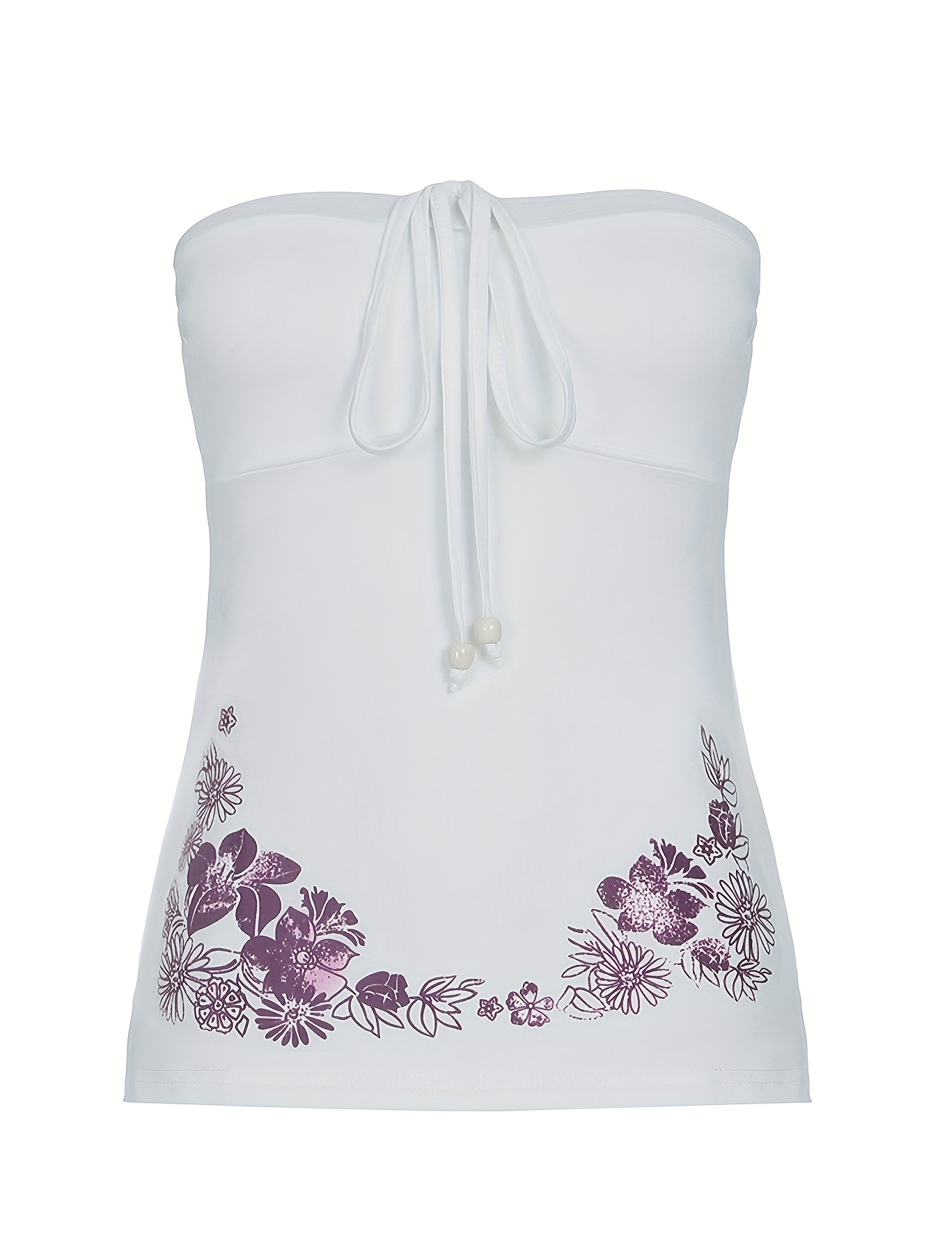 womens y2k floral print sleeveless tank top front tie detail