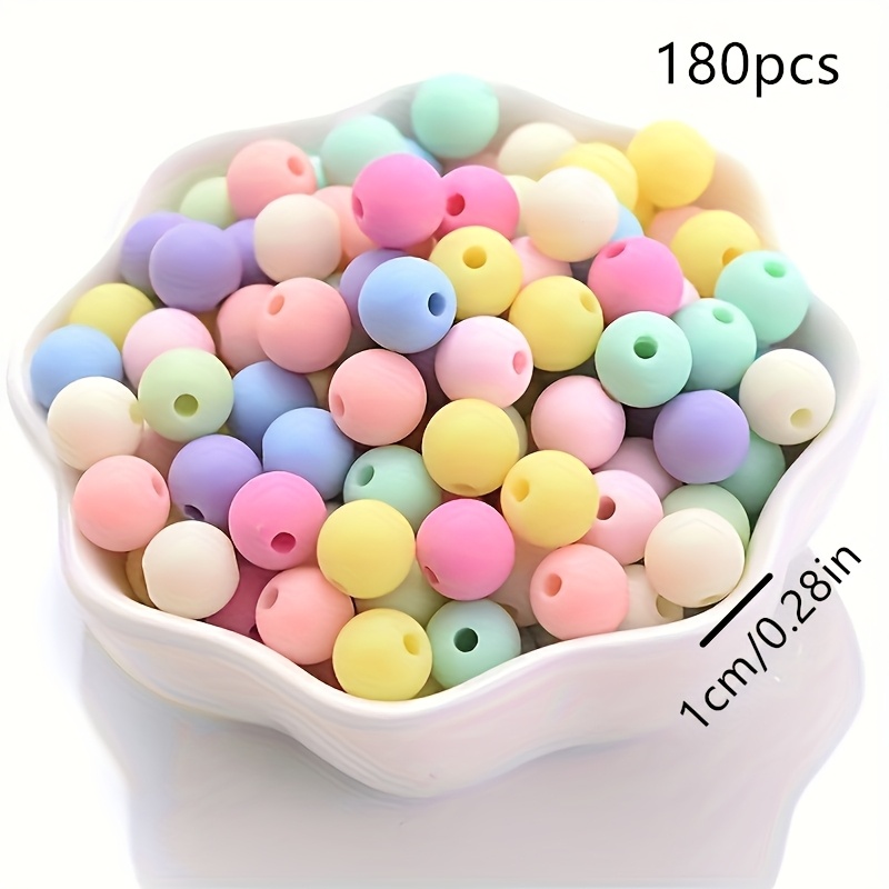 Image of 120/180pcs 8mm/10mm Frosted Acrylic Beads Mixed Colors Set - Soft Tones, Round Spacer Beads Suitable For , Bracelets And Necklace Making