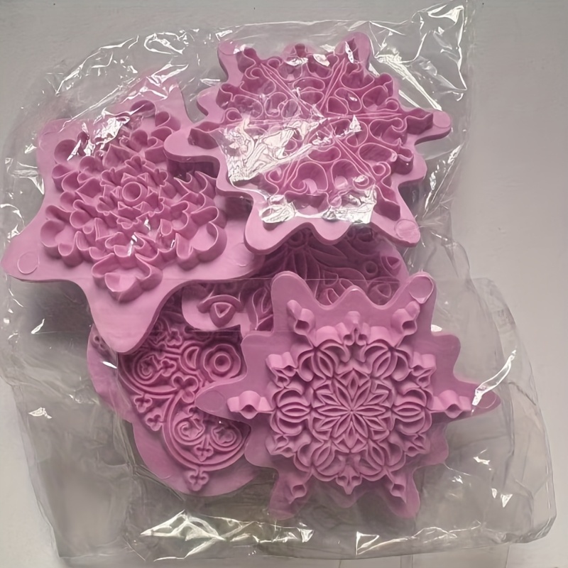 Set Of 5 Mandala Lace Design Embossing Stamps For Polymer Clay, Earrings, Soap, Pottery, Ceramic , And Dotting Tools For Art Projects