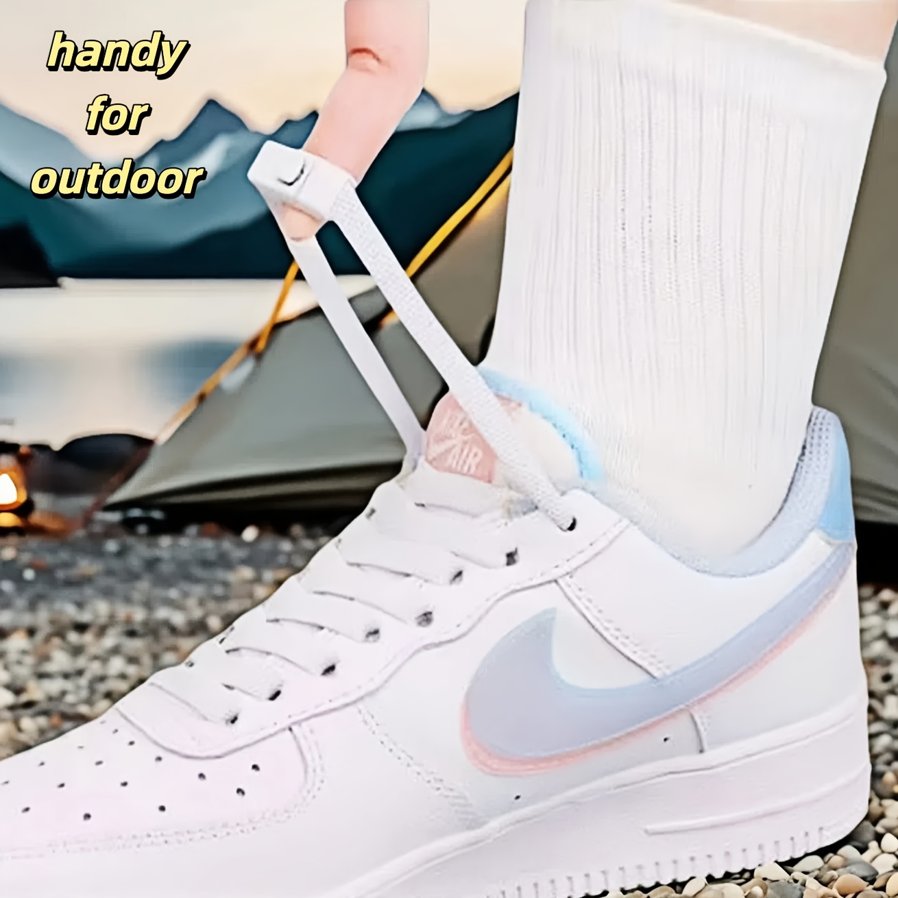 Upgraded Shoe Lace Set No-Tie Design Elastic Wide Two Pairs of Laces with Buckle Combination Anti-Slip Buckle Daily Outdoor One-Click Wear and Tear Jogging/Travel/Outdoor Practical, Without Battery
