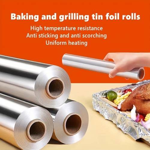 premium thick aluminum foil roll 393 7 inches long multi layer heat resistant and suitable for baking grilling and cooking barbecues kitchen use and outdoor picnics a must have for holidays thanksgiving