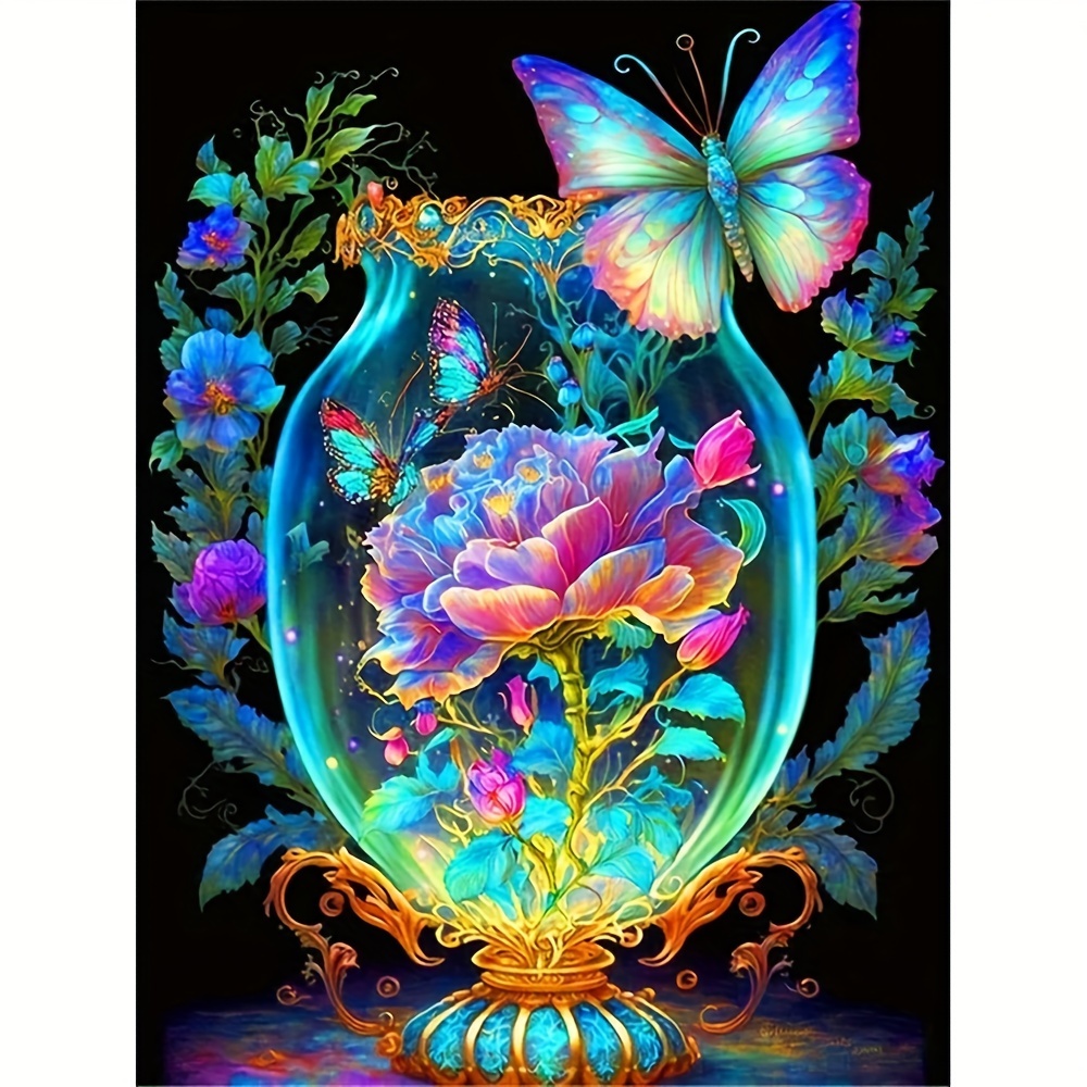 

30*40cm/11.8*15.7in Flower Diy 5d Diamond Painting Full Diamond With Number Kits Home And Kitchen Fashion Mosaic Diamond Painting Canvas Wall Decoration Gift Crafts