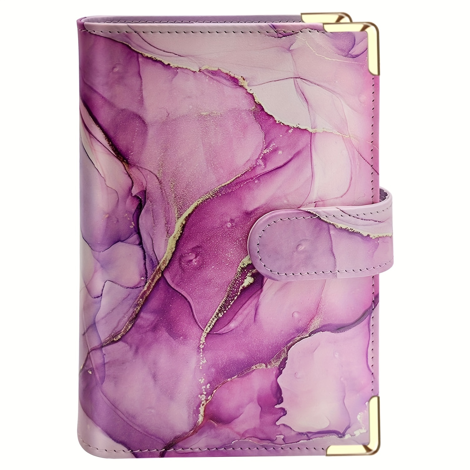 

A6 Refillable 6-ring Binder Cover, Pu Leather Notebook Organizer With Magnetic Buckle, Multi-purpose Personal Planner Binder For A6 Filler Paper (purple Marble Design)