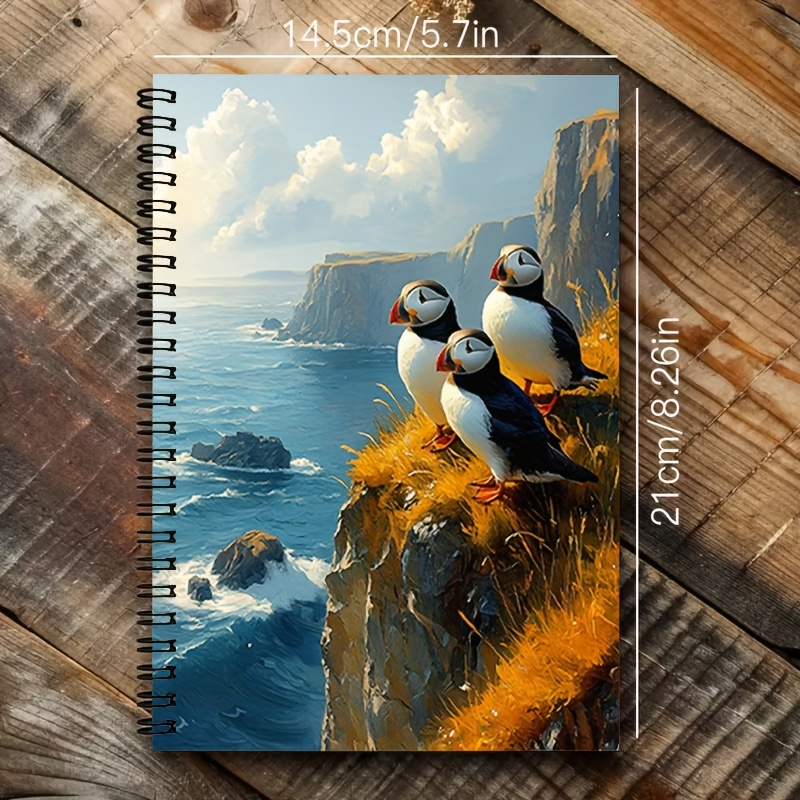 TEMU 1pc Carnet avec trois mignons posés sur une côtière, 5.7X8.26 pouces [2D] Journal à plat avec 100 pages, Organisateurs personnels idéaux pour la