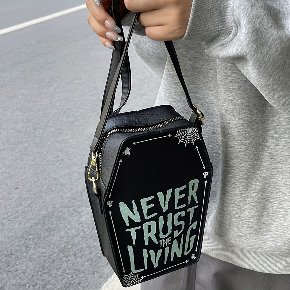 New Halloween Pu Fabric Coffin-shaped Stylish Shoulder Bag Crossbody Bag