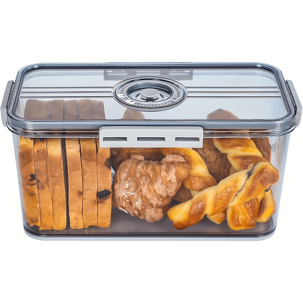 TEMU Boîte à pain hermétique avec couvercle et compteur de temps - Rangement à pour pain , pain , , beignets | Récipient de comptoir de cuisine en