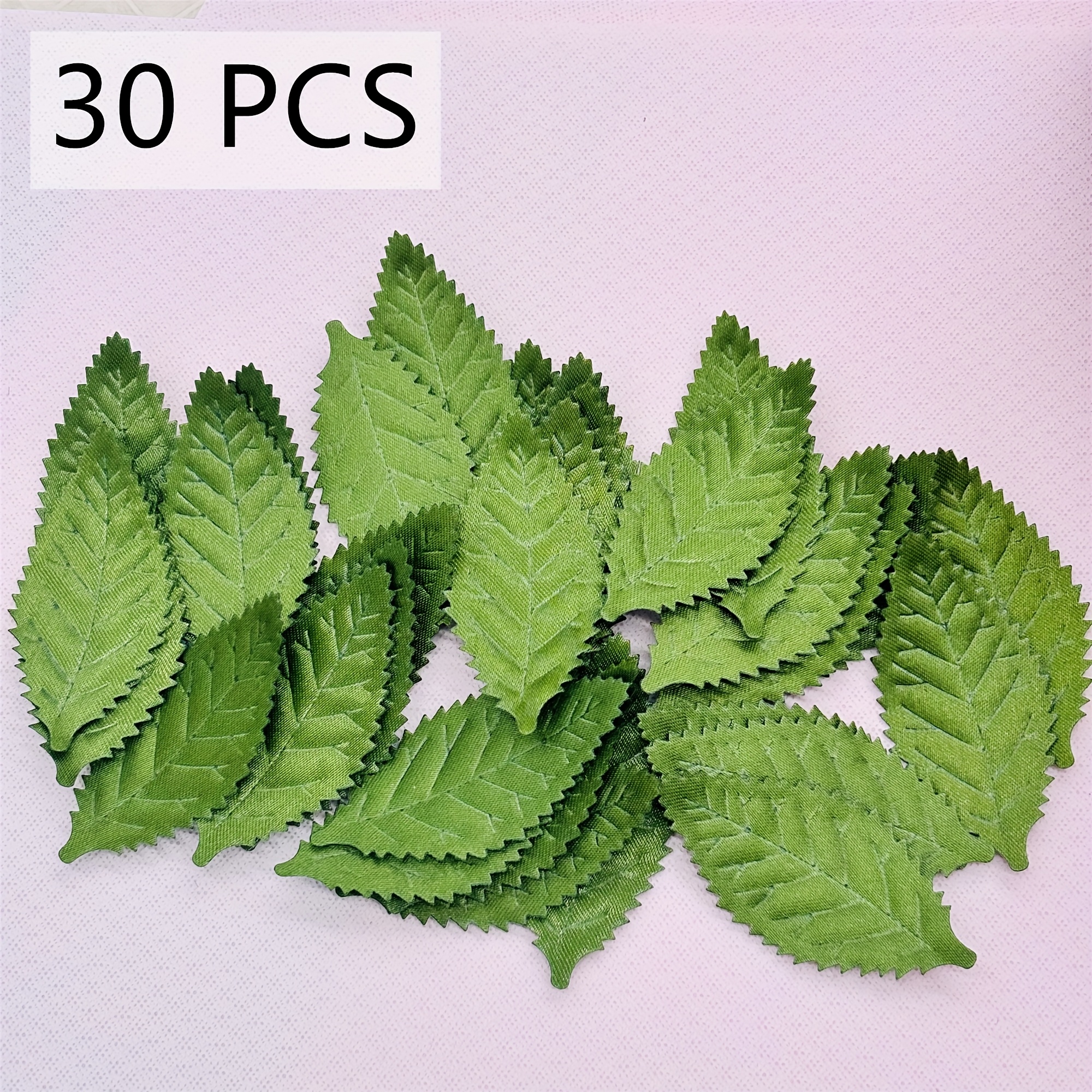 30pcs Of Soft Artificial Leaves In A Spring And Summer Style, Perfect For Crafts, Suitable For Gifts, Hair Clips, Brooch Jewelry, Bookmarks For Planners, And Frame Decorations