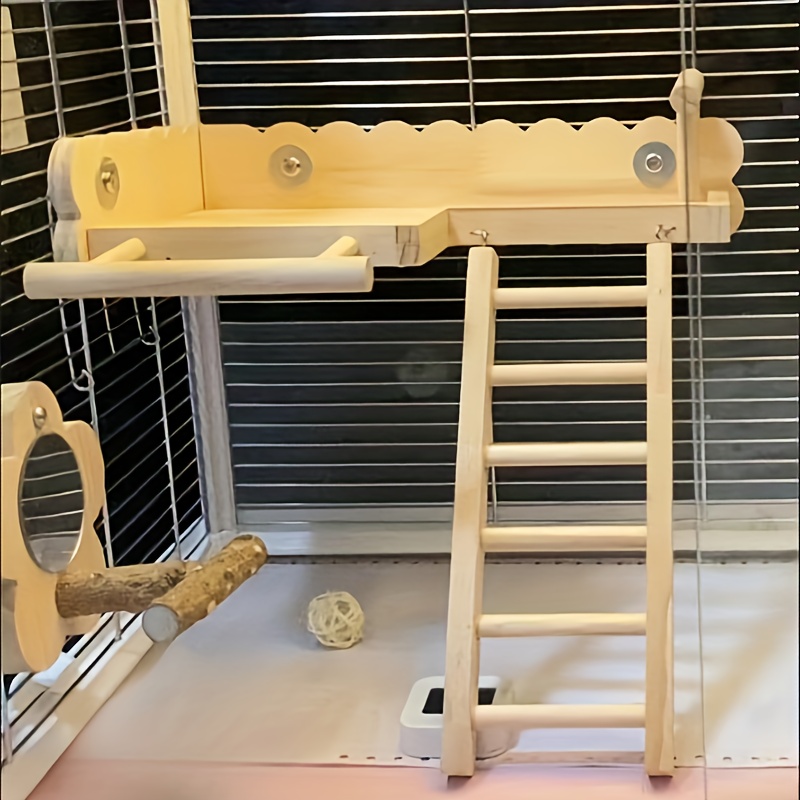 Wood Bird Cage Accessory with Perch Ladder & Climbing Steps