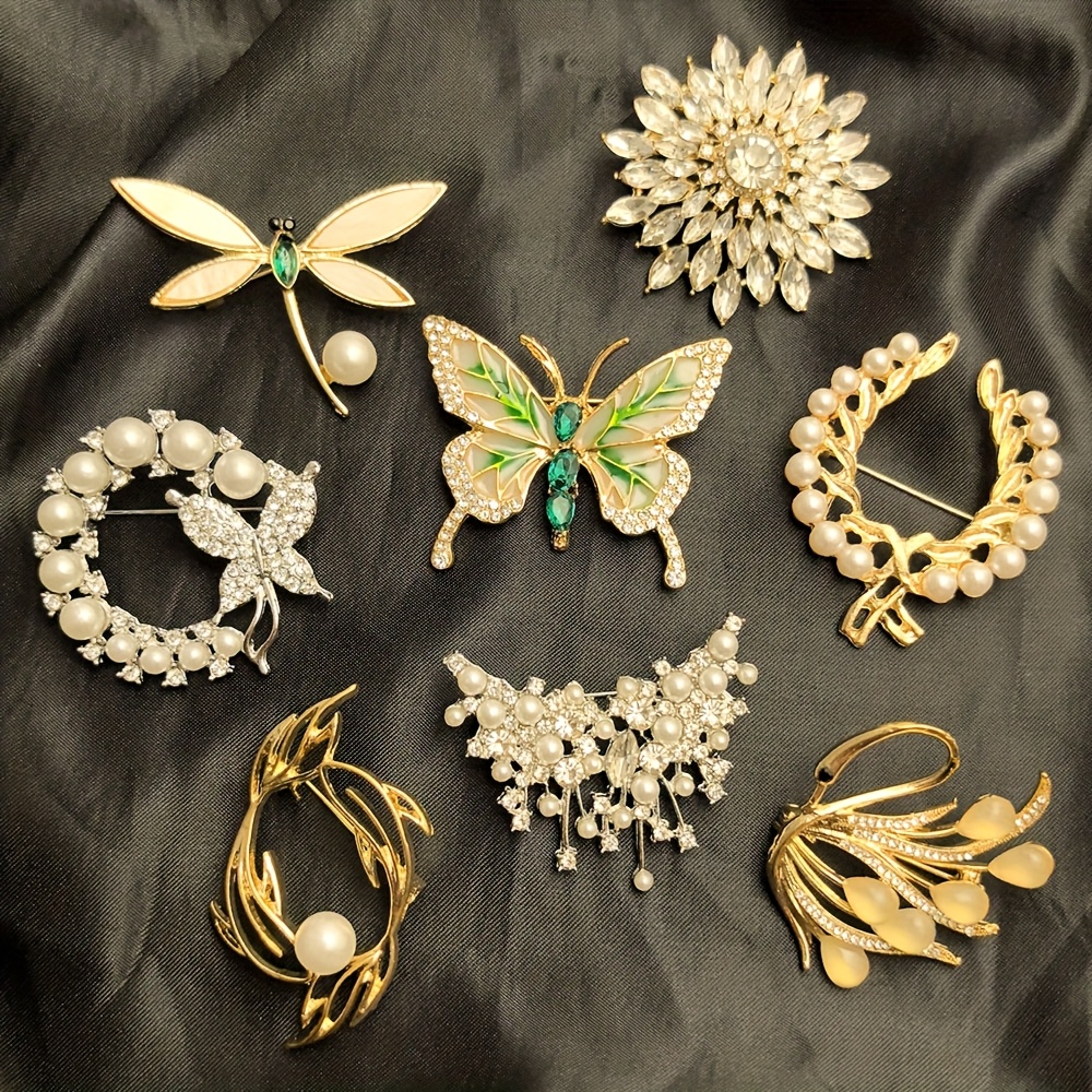 8pcs set elegant luxurious floral brooches women - Temu Bahrain display picture 1