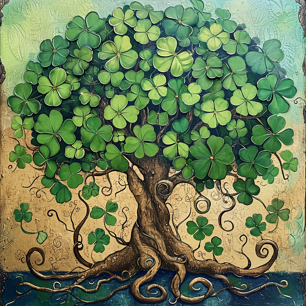 

1pc Large Size 40x40cm/15.7x15.7in Without Frame Diy 5d Artificial Diamond Art Painting Clover Tree, Full Rhinestone Painting, Diamond Art Embroidery Kits, Handmade Home Room Office Wall Decor