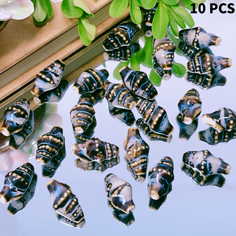 Black Ocean Series Ceramic Beads, 10 Pcs for Handmade Jewellery