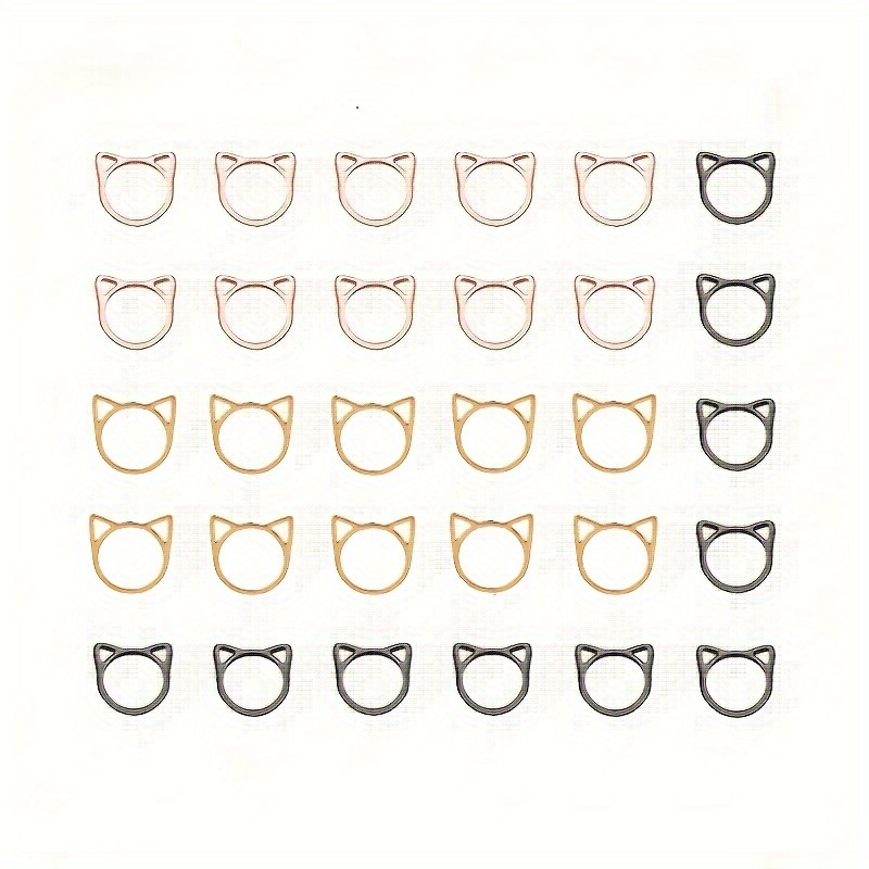 TEMU 30 Pezzi Segnapunti ad Anello in Metallo, Set di Segnapunti per Maglia, Accessori Pratici per Uncinetto con Motivo Gattino , Tre Colori , per