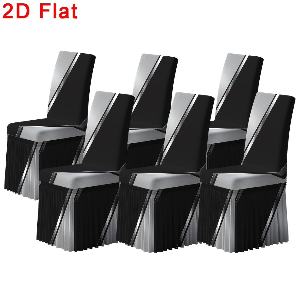 TEMU 1pc/2pcs/4pcs/6pcs Fashionable Metallic Gloss Print Pattern Elastic Skirted High Back Chair Cover, High-quality Polyester, Removable, Easy To