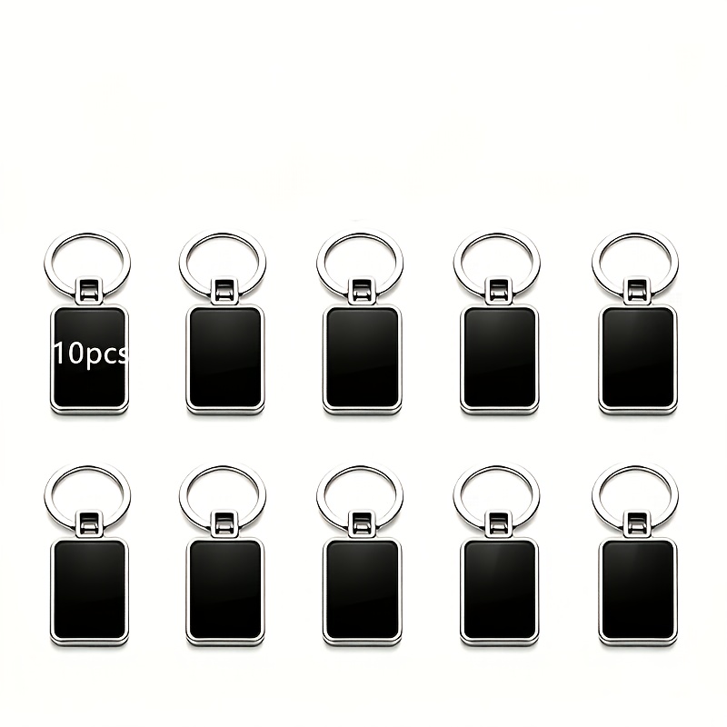 TEMU 10 Pack Laser Engravable Black Plated Square Metal Keychain Blanks, Rounded Rectangle Engrave Key Ring Fob, Handmade Craft Supplies Kit For Name
