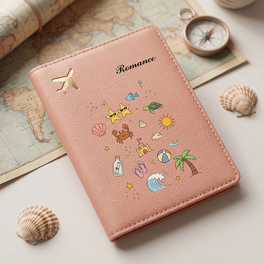 TEMU 1pc Portapassport con personalizado, Diseño de de dibujos animados lindo, Artículo de viaje - Regalo ideal para hombres y mujeres, Diseño