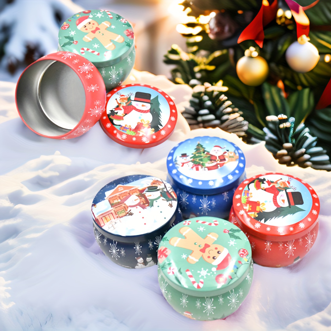 

Set Of 12 Christmas Tins For , 2.2oz & 4.4oz - Metal For Diy Crafts And , Mixed