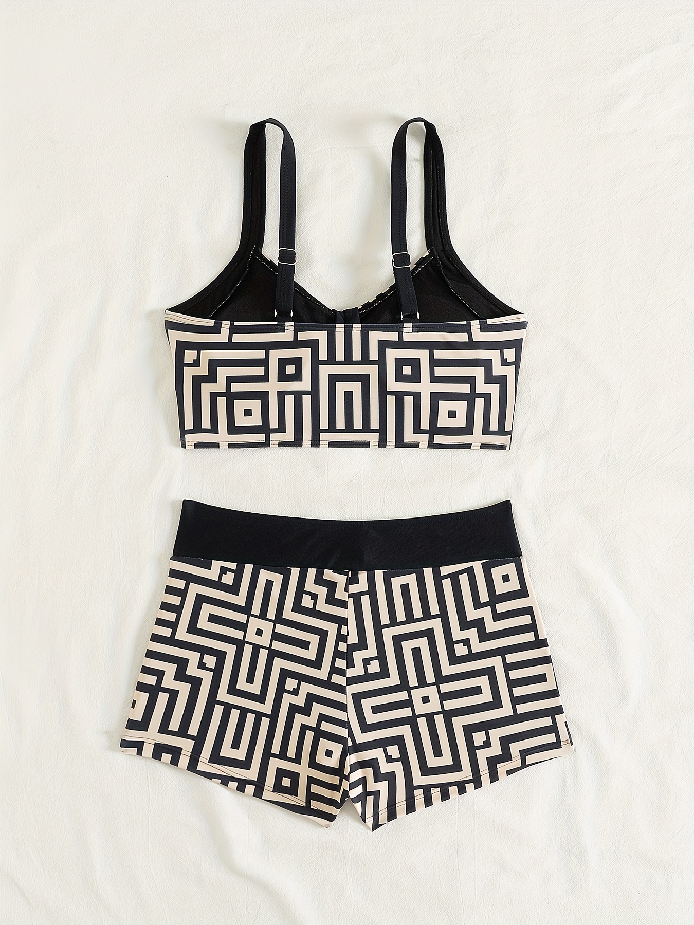 Women's New Split Bikini Set with Black Edge Contrast