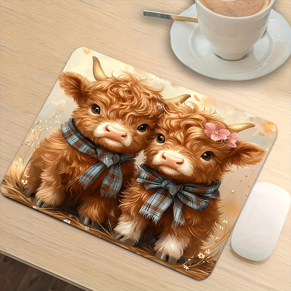 TEMU 1pc Mouse Pad, 2 Adorable Calf Gaming Mouse Pads, Suitable For Office Desk Supplies, Desks, Computer Desks, Gamers, Holiday Gifts, New Year