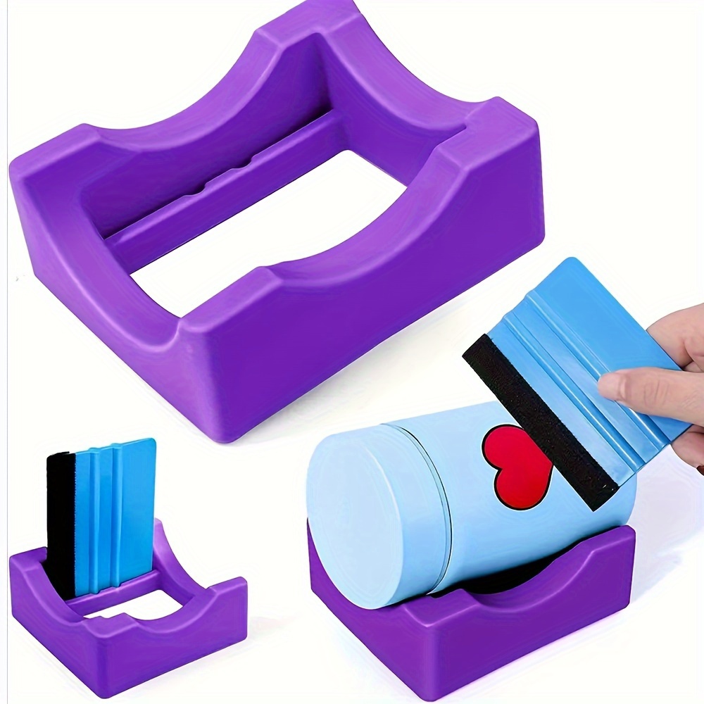 

Silicone Glass Cup Holder With Built-in Slots & Felt Scraper - Anti-slip, Vinyl Stickers & Crafts