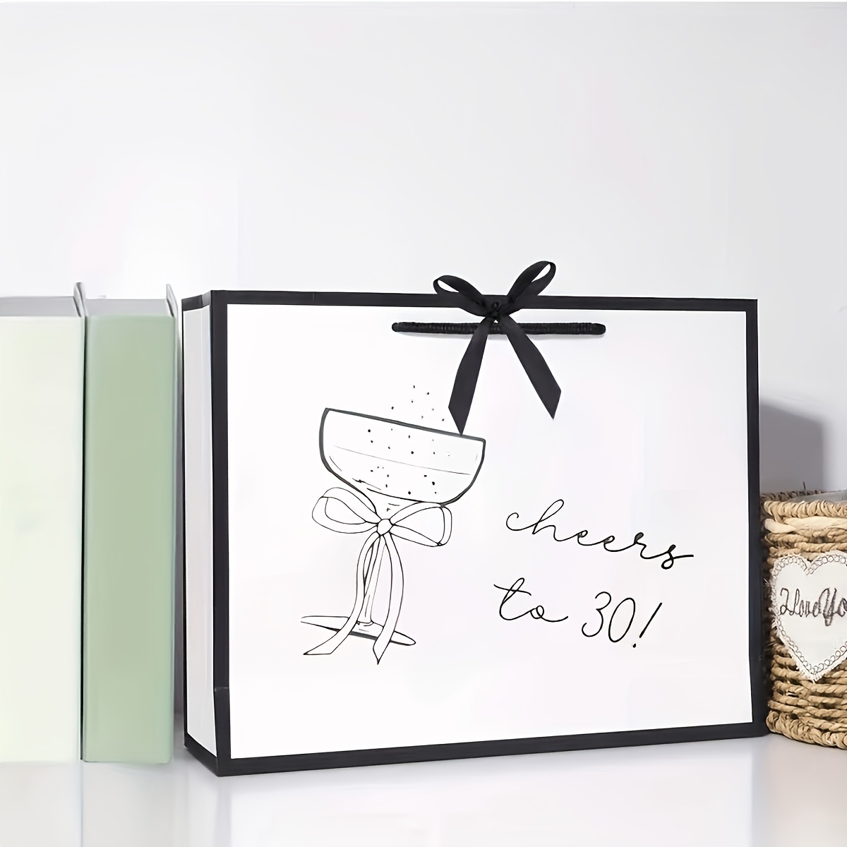 Image of 1pc 30th Birthday Gift Bag - Wide Base Foldable Reusable With Sturdy /father's Day/birthday/christmas/valentine's Day Versatile - Elegant Gift Box Companion