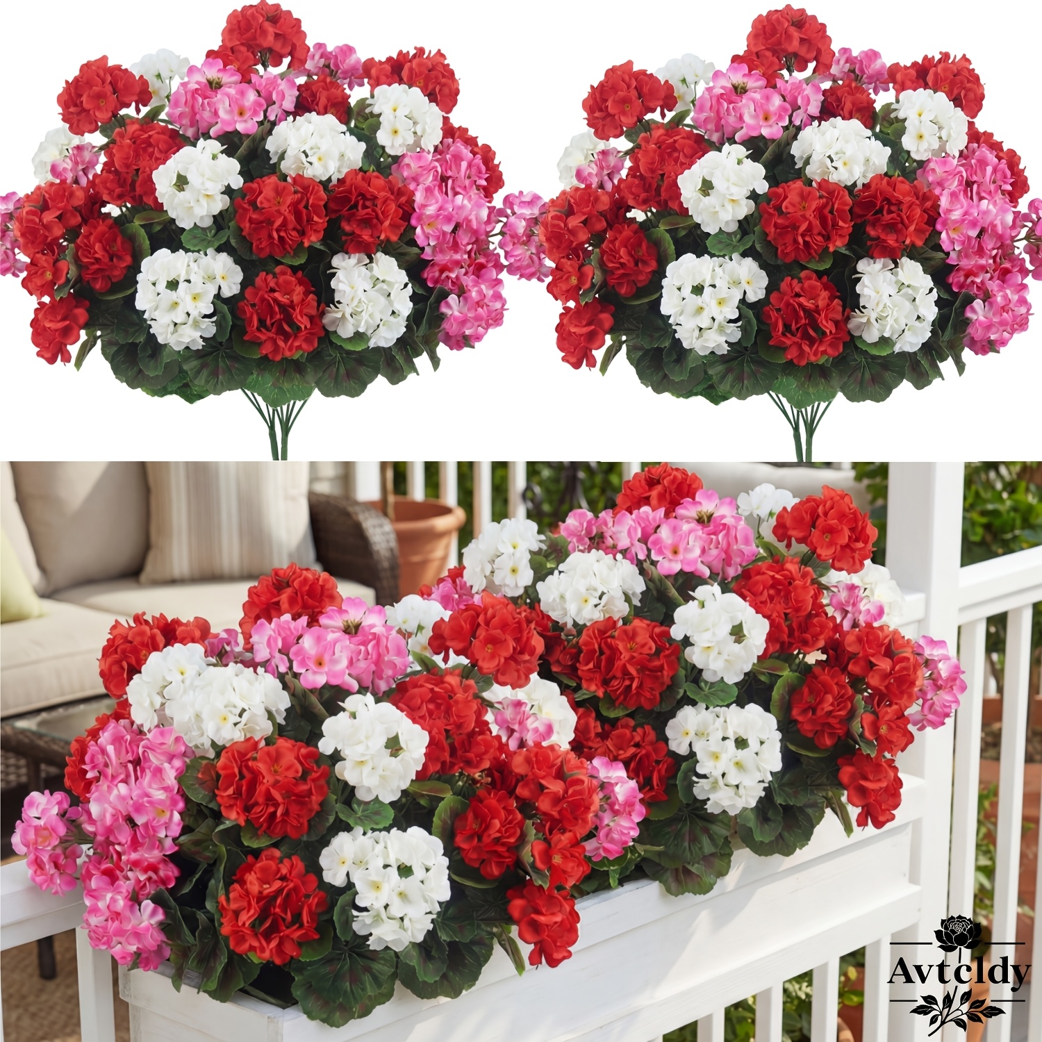 7 pack colorful artificial geranium flowers uv resistant durable plastic for outdoor and indoor decor ideal for weddings gardens patios   and more avtcldy