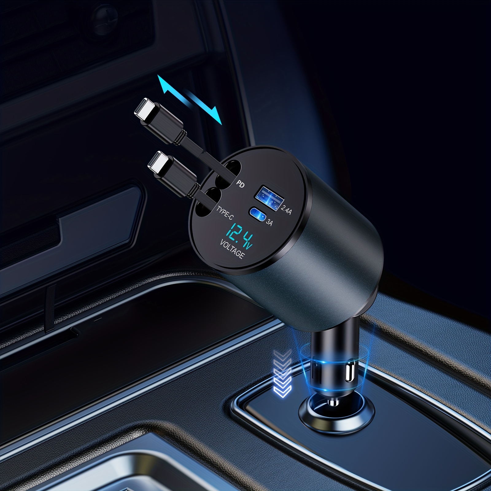 Retractable Car Charger 1 Fast Car Phone Charger Retractable - Temu