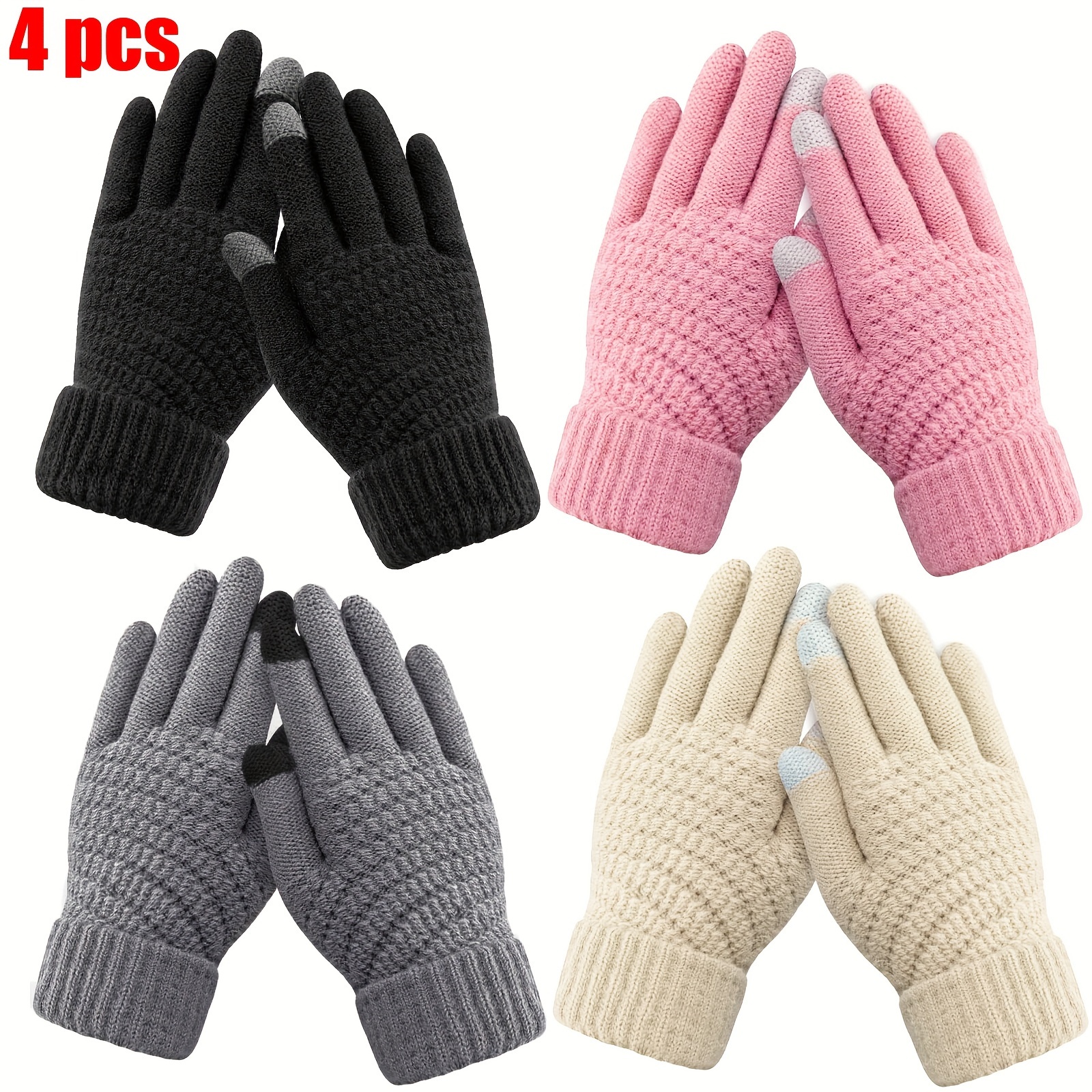 

[ ] Quazilli 4pcs Women's Touchscreen Gloves - , Stretchy Cuffs For & Smartphone Use