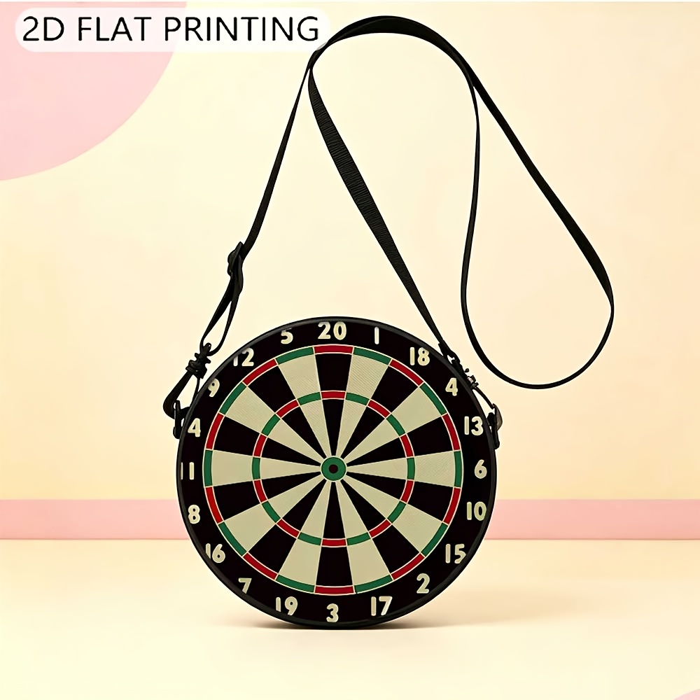TEMU 1pc Round Crossbody Bags Dartboard Numbered Segmented Pattern Women's Crossbody Bag With Adjustable Strap & Zipper Closure Adjustable Shoulder