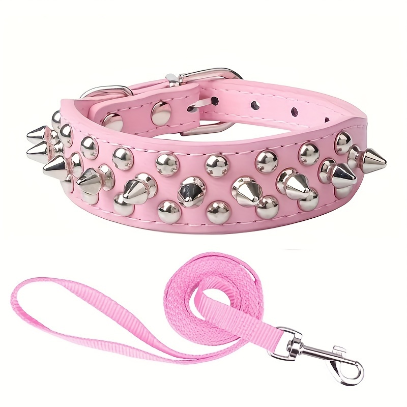 TEMU Cp037 Set A Set Of Anti-bite Rivet Pet Collars, Medium And Large Pet Pulling Dog Collars