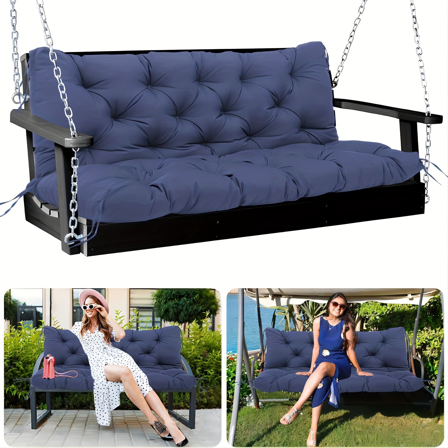 

Outdoor Bench Cushion 60 X 40 Inch Waterproof Patio Furniture Cushions 3- Fastness Garden Sofa Swing Pads With Handle And Adjustable Straps (rain-proof, Fade Resistant)