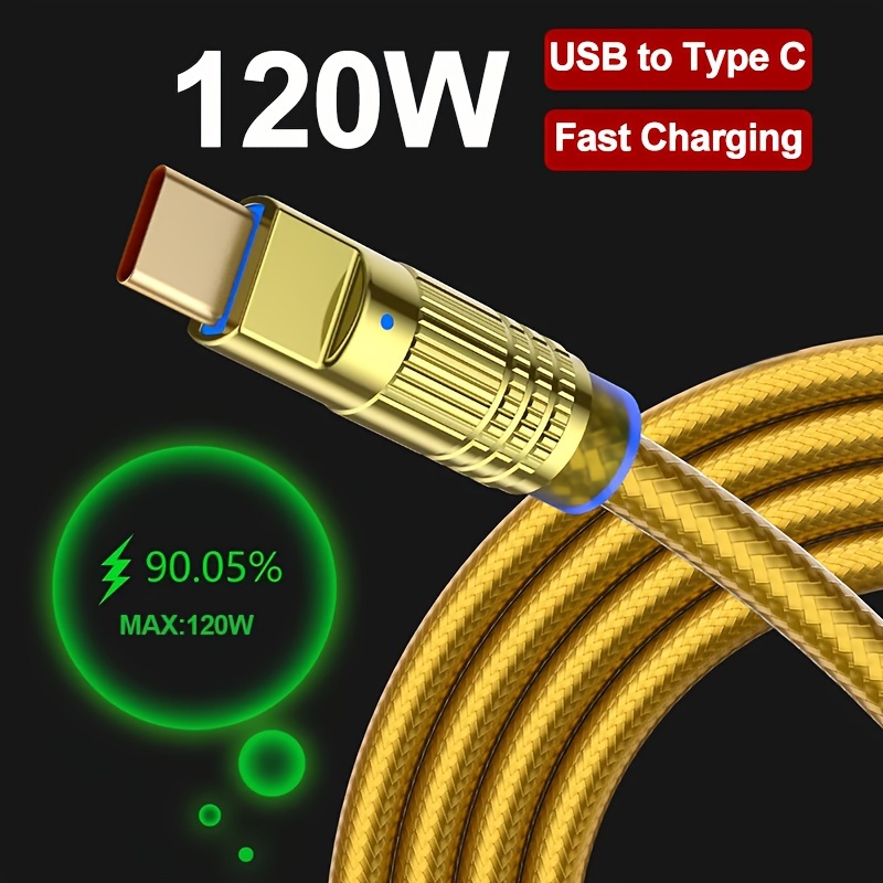 

120w Zinc Alloy Usb To Type C Cable, Fast Charging Data Cable For Samsung Galaxy S10 S9 S8 Plus Note 9 8 A11 A20 A51 Lg G6 G7 V30 V35 Moto Z2 Z3 Xiaomi K60 P60, Phone Charger Usb C Cable