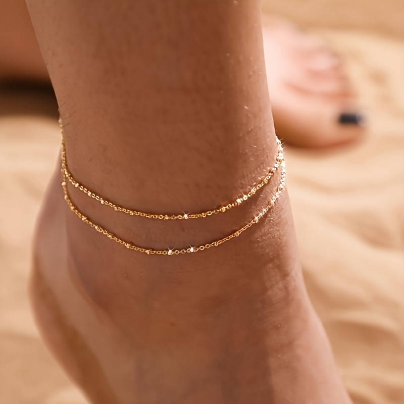 womens golden ankle waterproof chain anklet jewelry gift