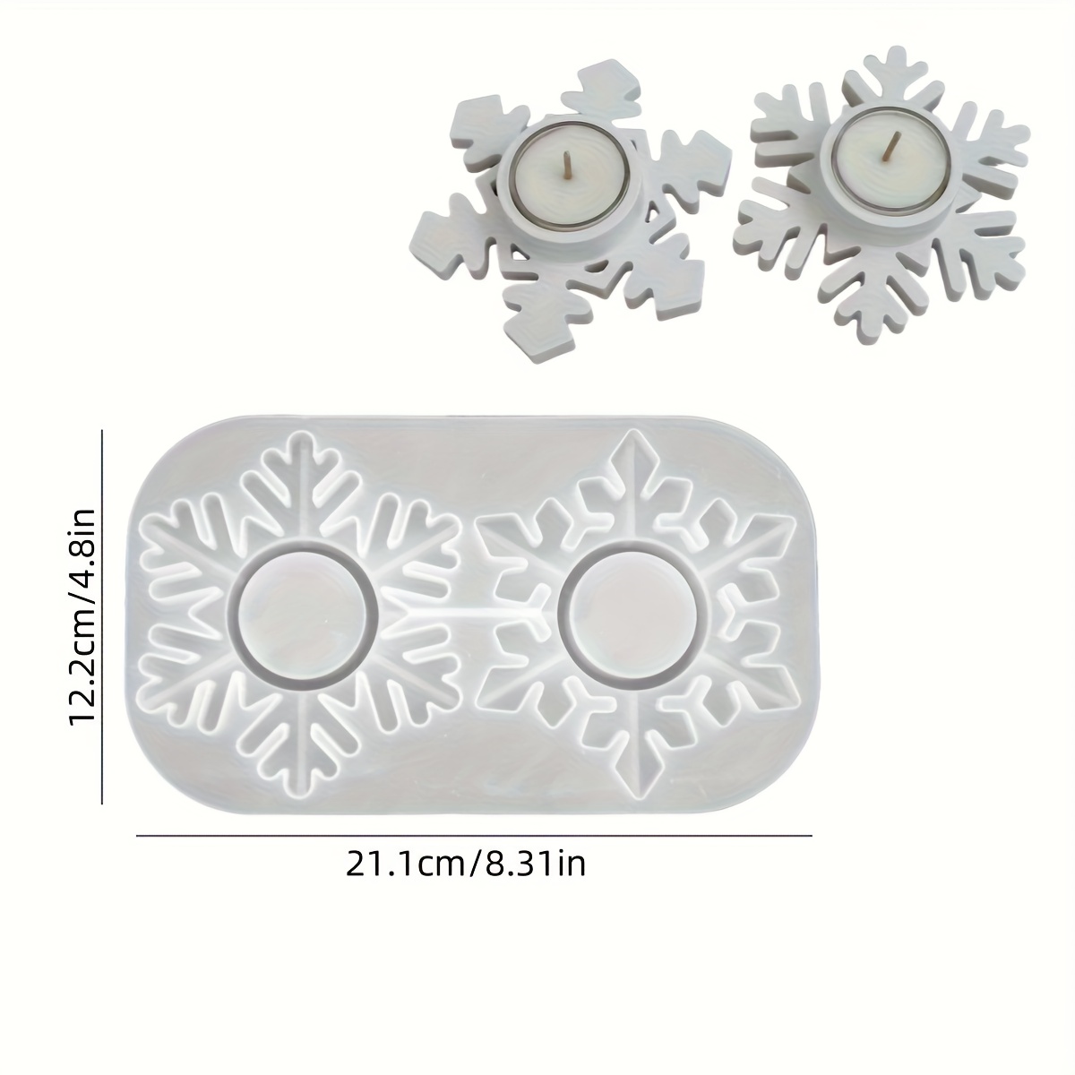 E-shop Ton Schneeflocken Kerzenhalter Silikonform 2 Designs Schneeflockenform Aromatherapie Herstellung Silikonformen für DIY Handgemachte Gips Zement