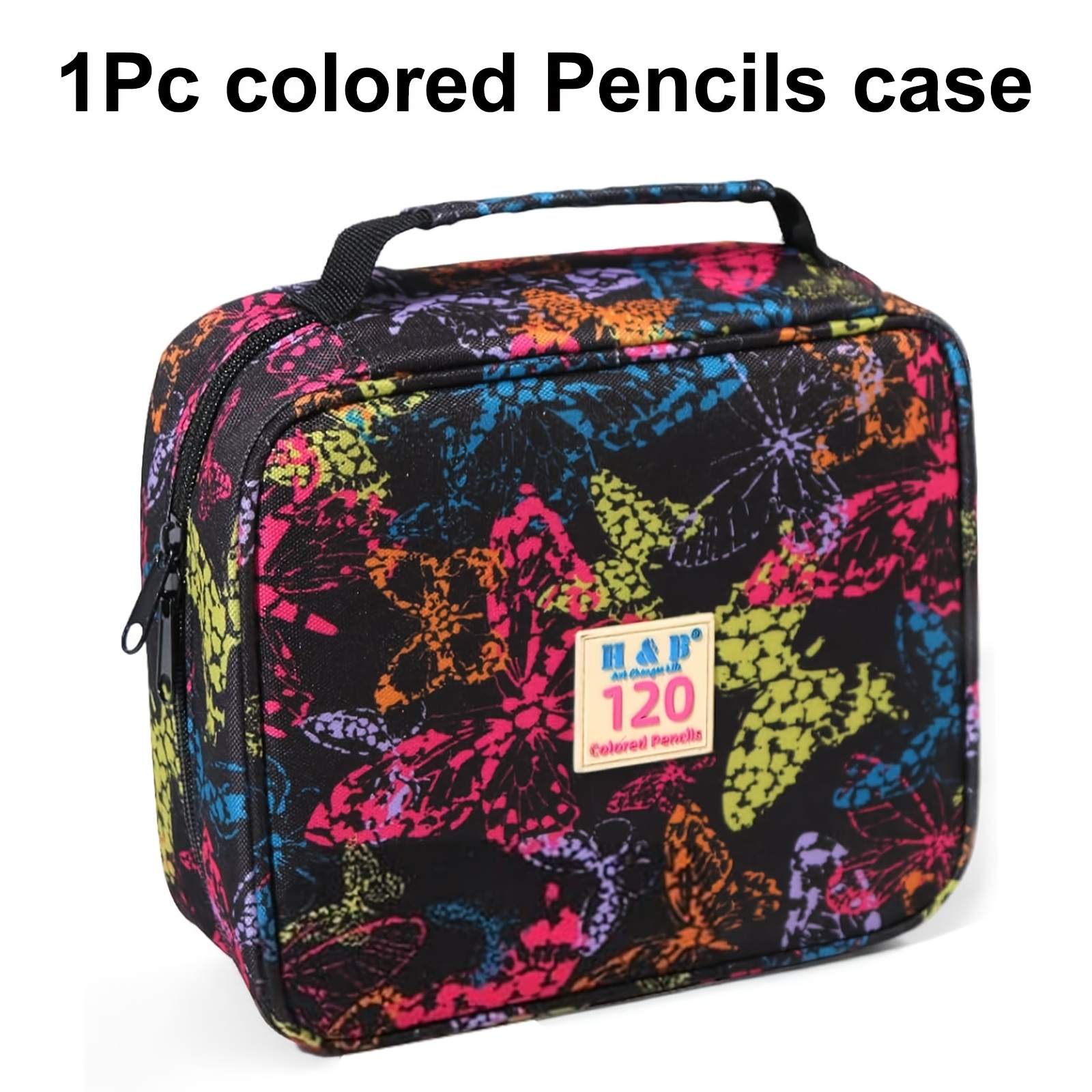Image of 1pc Colored Pencil Box 120 Slots, Large Capacity Pen , Gel Pen Storage Bag Zipper Portable, Suitable For Adults, Painters, Writers And Art Lovers