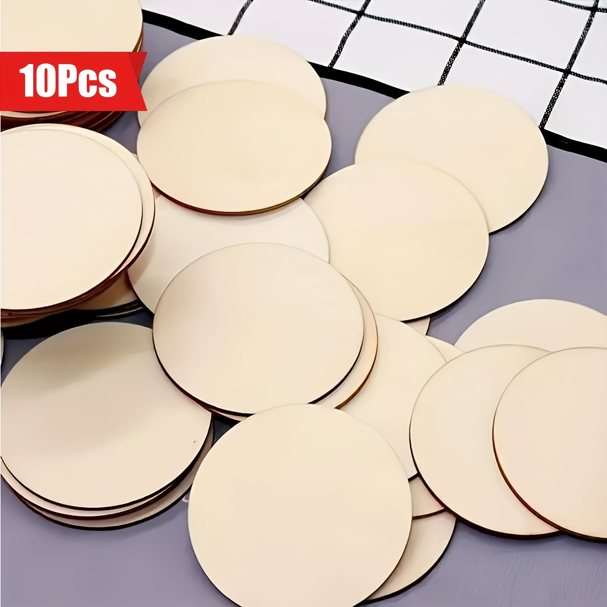 Image of 10pcs 4- Wooden Circles For Diy Crafts, Unpainted Natural Wood - Perfect For Home Decor, Party, Wedding, And Birthday Event Decorations, Wood Crafts, Party , Versatile Decor Items, Uniform Circles