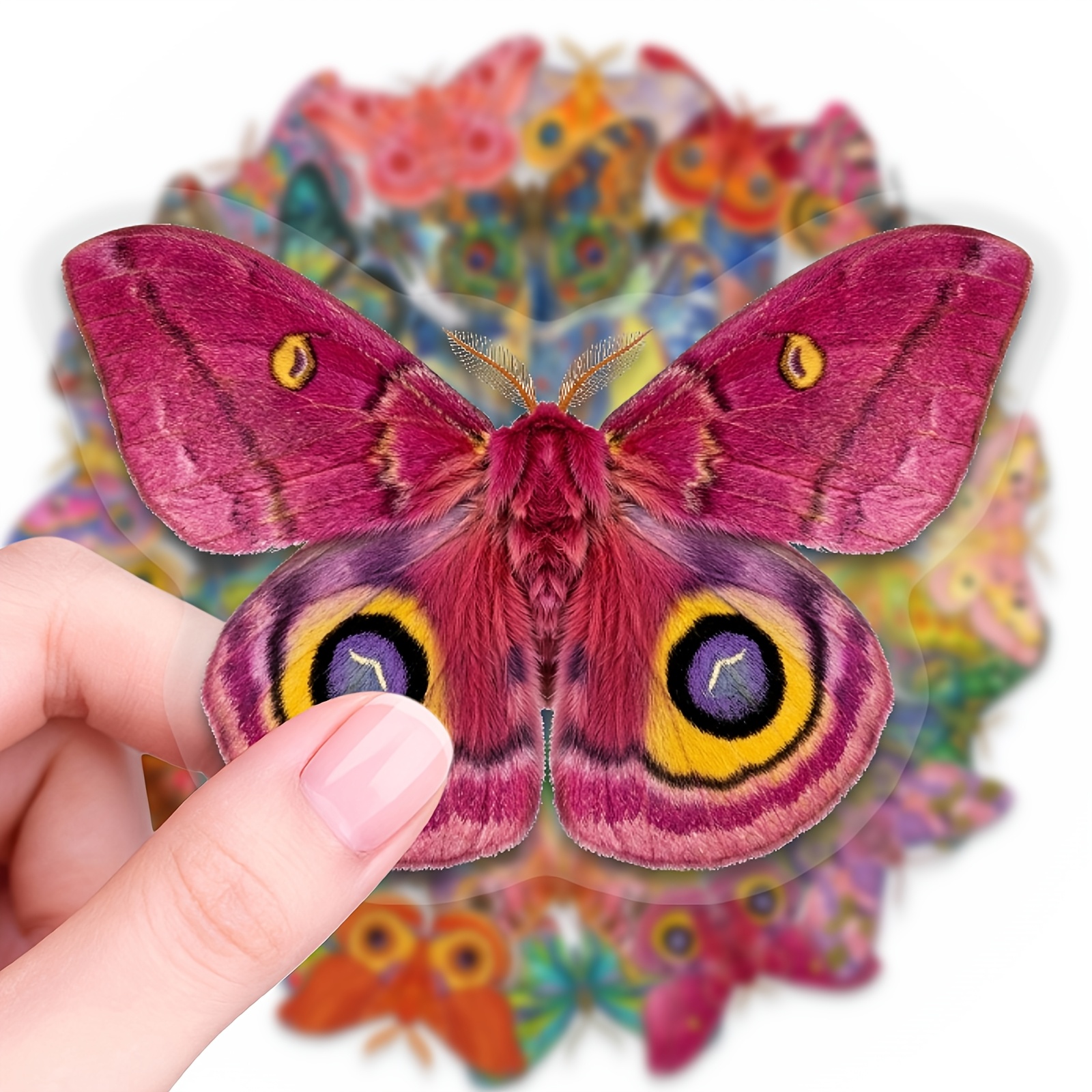 Image of 50pcs Transparent Pet Material Colorful Stickers, Transparent Light And Shadow Series Stickers. Ideal For Laptop, Water Bottle, Phone, Journal, , Bumper, Skateboard, Motorcycle, Luggage.