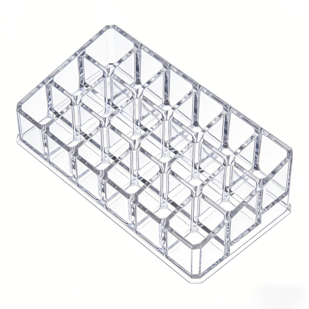 18-grid Clear Acrylic Lipstick Holder, Transparent Makeup Organizer For Lipsticks, Cosmetic Display Storage Box